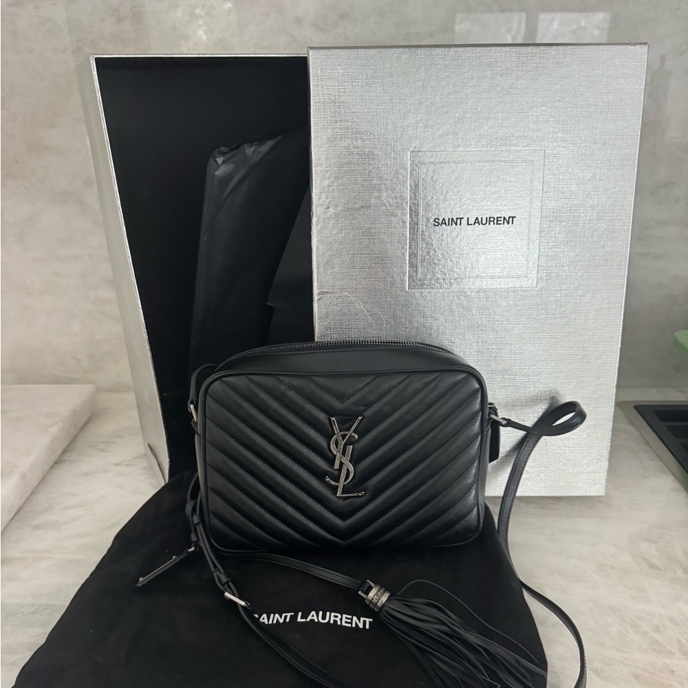 Saint Laurent Black Chevron Crossbody Bag